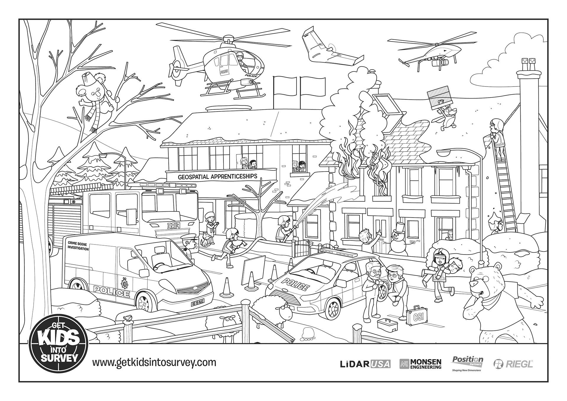 Crime Scene Colouring Sheets - The Fire - Get Kids Into Survey